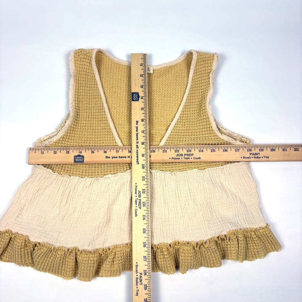 POL Ruffled Cropped Tank Top Womans Sz S Dandelion Wheat Babydoll Boho Casual - Picture 5 of 13